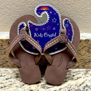 Rainbow Sandals Kids Crystal Premier Leather 1/2" Narrow Strap